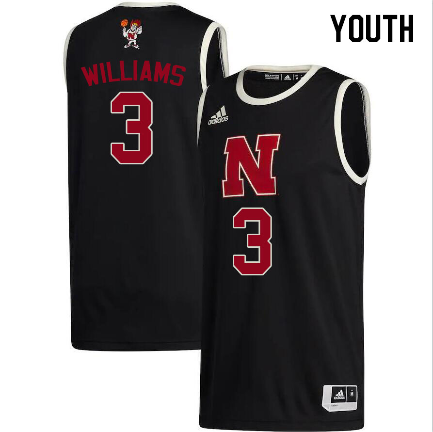Youth #3 Brice Williams Nebraska Cornhuskers College Basketball Jerseys Stitched Sale-Black